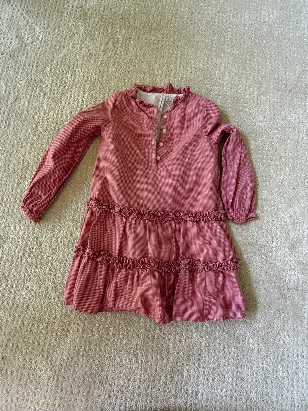Janie and Jack Red and White Ruffle Tiered Long-Sleeve Dress Girls Size 6